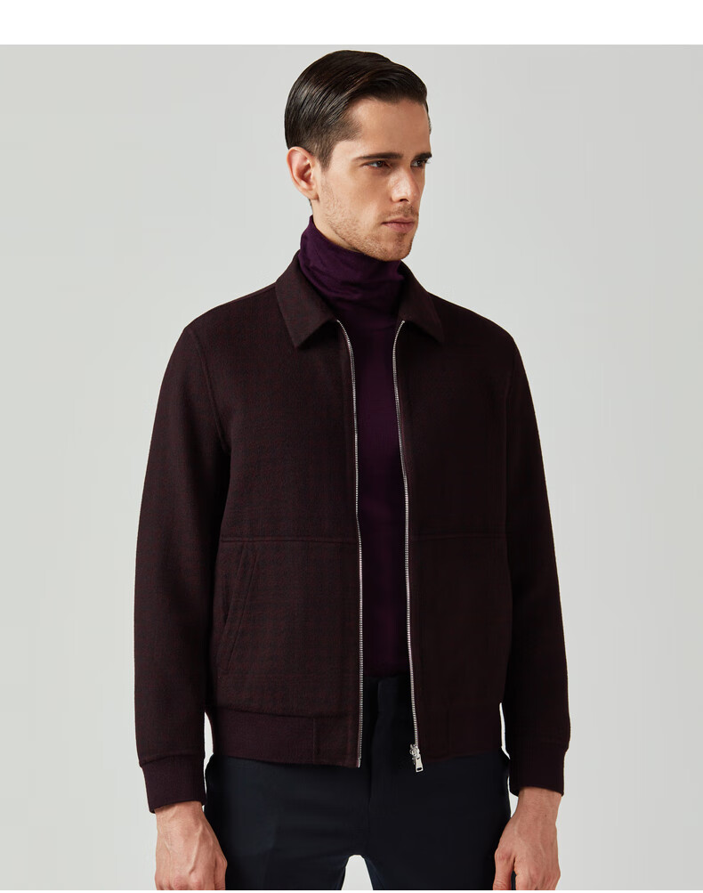 【40大庆】【a】劲霸奥莱薄毛呢夹克男2020秋季新品男士格纹翻领外套