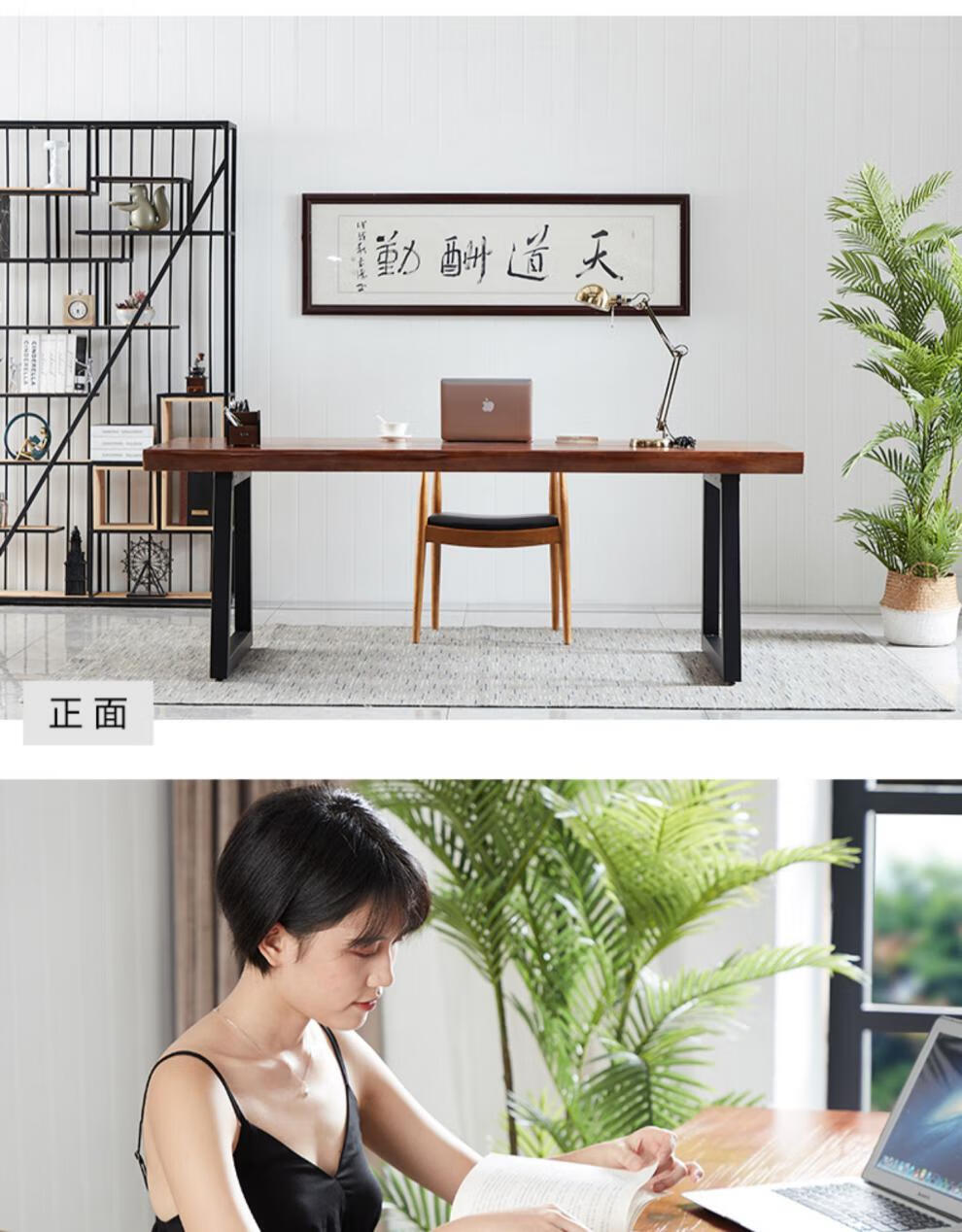 绘画桌实木办公桌电脑书桌长方形学习桌子家用木头绘画书法工作台