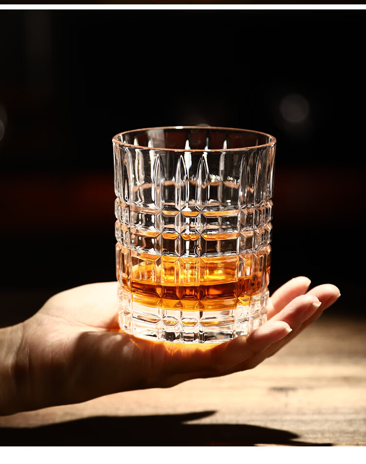 威士忌酒杯水晶玻璃欧式烈酒杯加厚啤酒杯玻璃水杯酒吧洋酒杯酒具方光