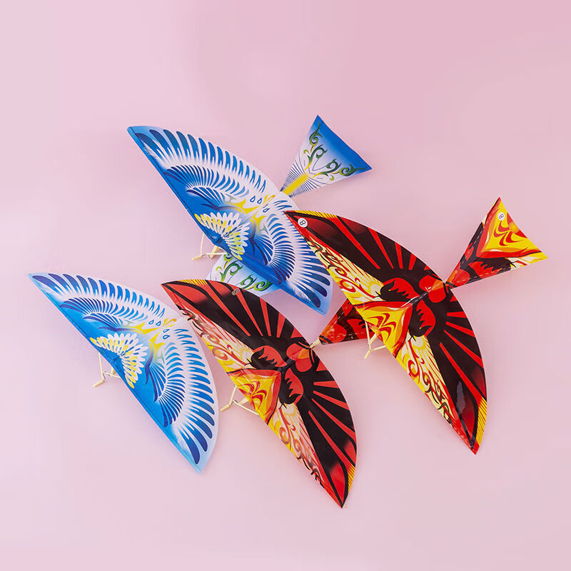 抖音同款儿童飞鸟玩具鲁班鸟大号橡皮筋动力飞鸟广场货源大号飞鸟10个