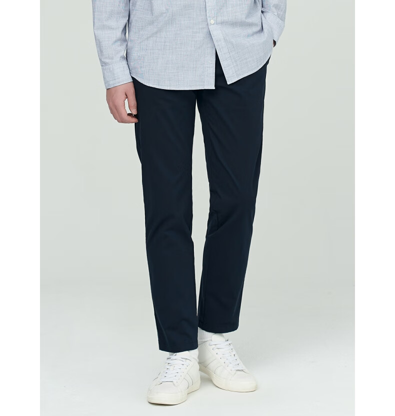 beanpole滨波 2022春夏新款 男士斜纹棉藏青色直通休闲