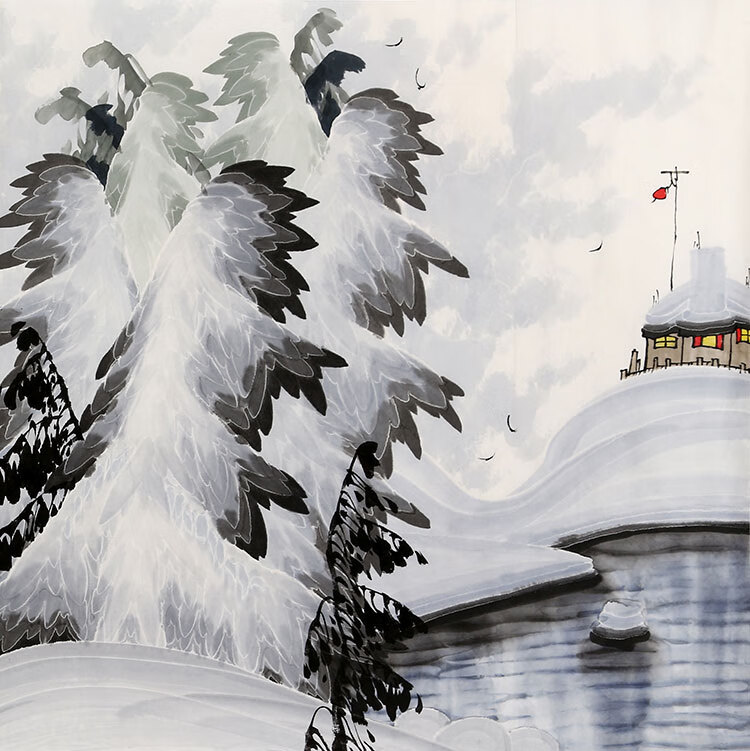 名家于志学字画四尺横幅冰雪山水精品国画纯手绘名人书画作品收藏纯