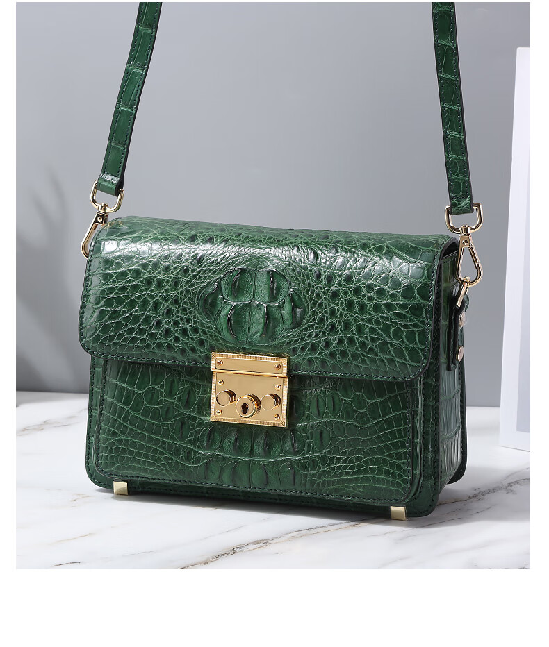 卡梵蒂鳄鱼皮女包包2020新款潮单肩斜挎包时尚百搭翻盖锁扣真皮小方包