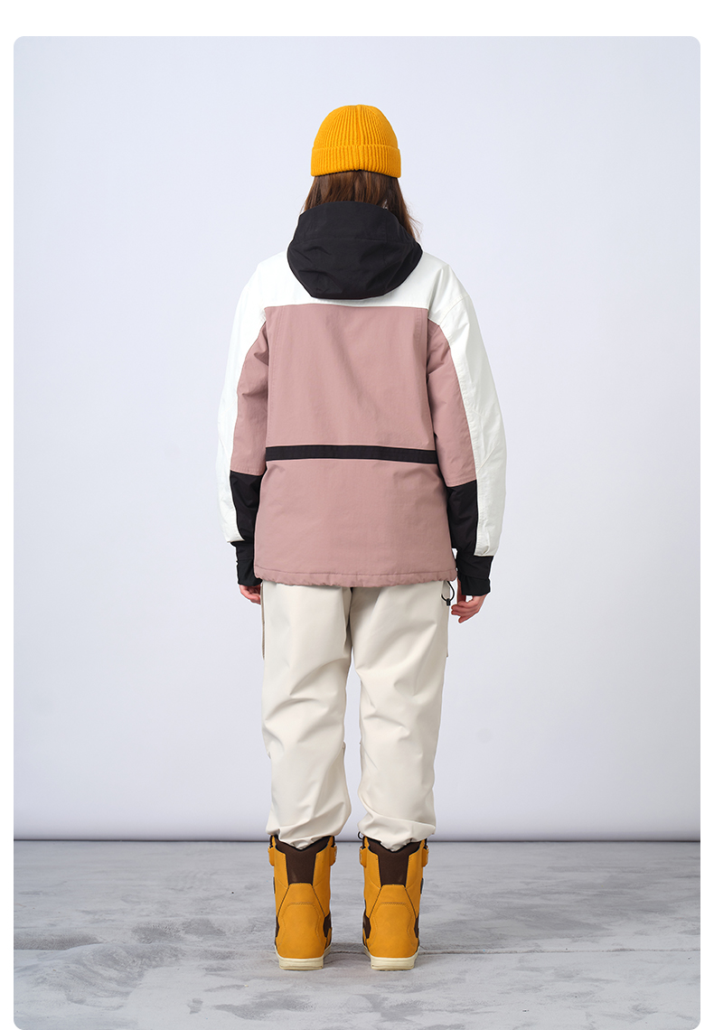 新品单双板滑雪服夹棉加厚撞色工装保暖防风男女雪衣蓝色l