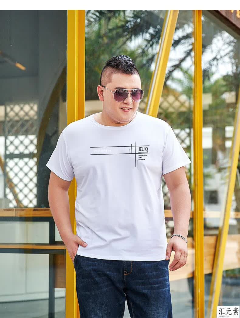 大肚腩t恤男加肥加大t恤白色大肚子胖子肥佬大码棉体恤 spo白 1xl