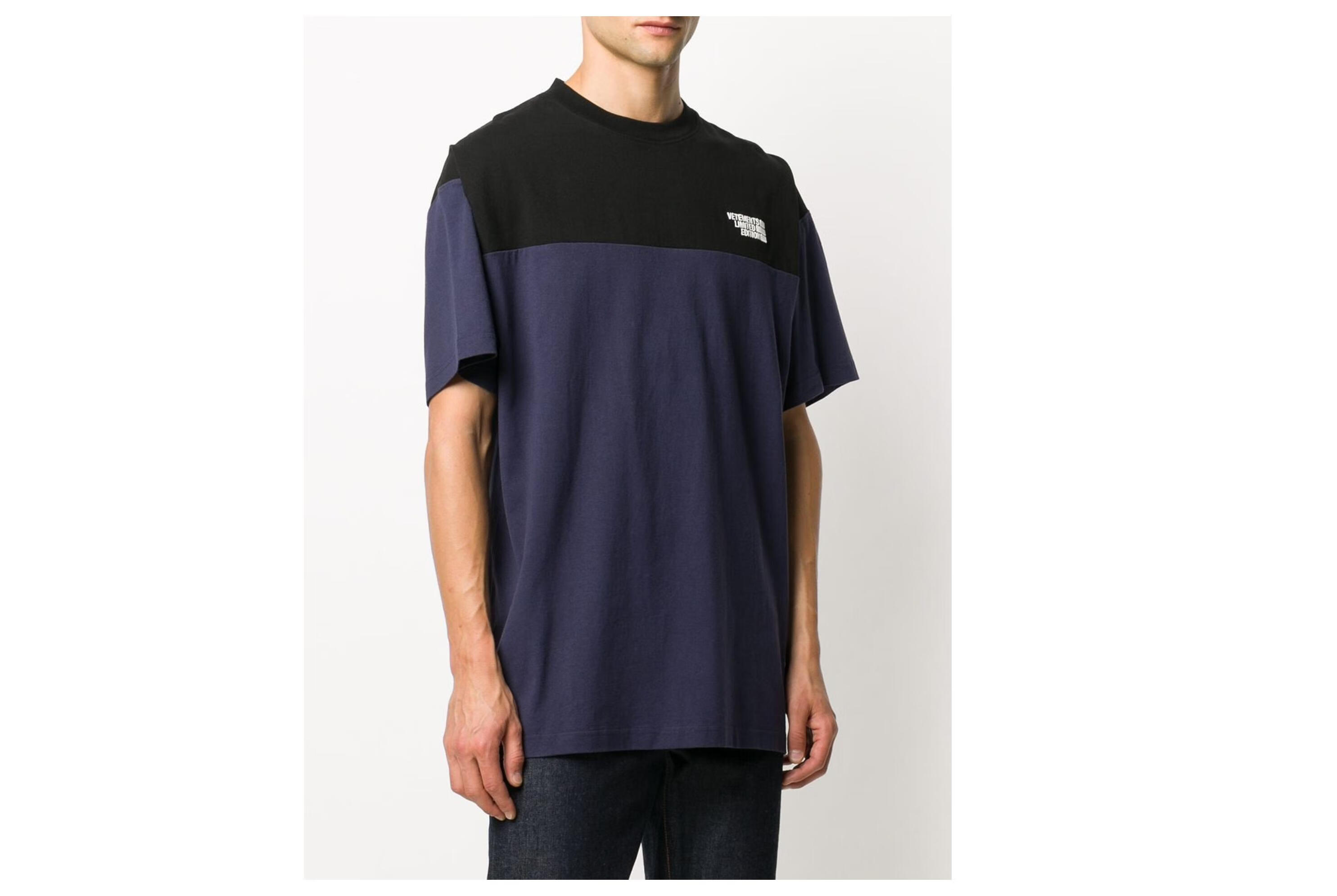 vetements 20秋冬男士拼色短袖t恤 蓝色 xs