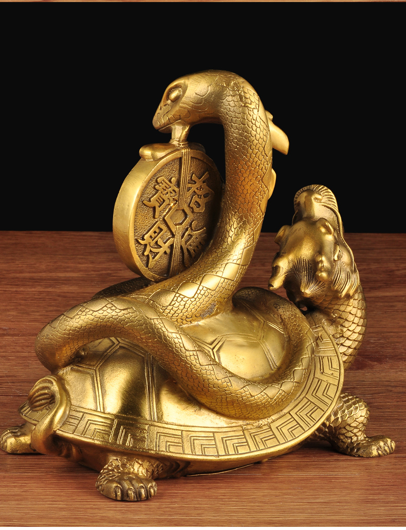 全铜龙龟摆件铜风水金钱龟蛇金钱玄武工艺品客厅玄关家居摆设铜器6寸