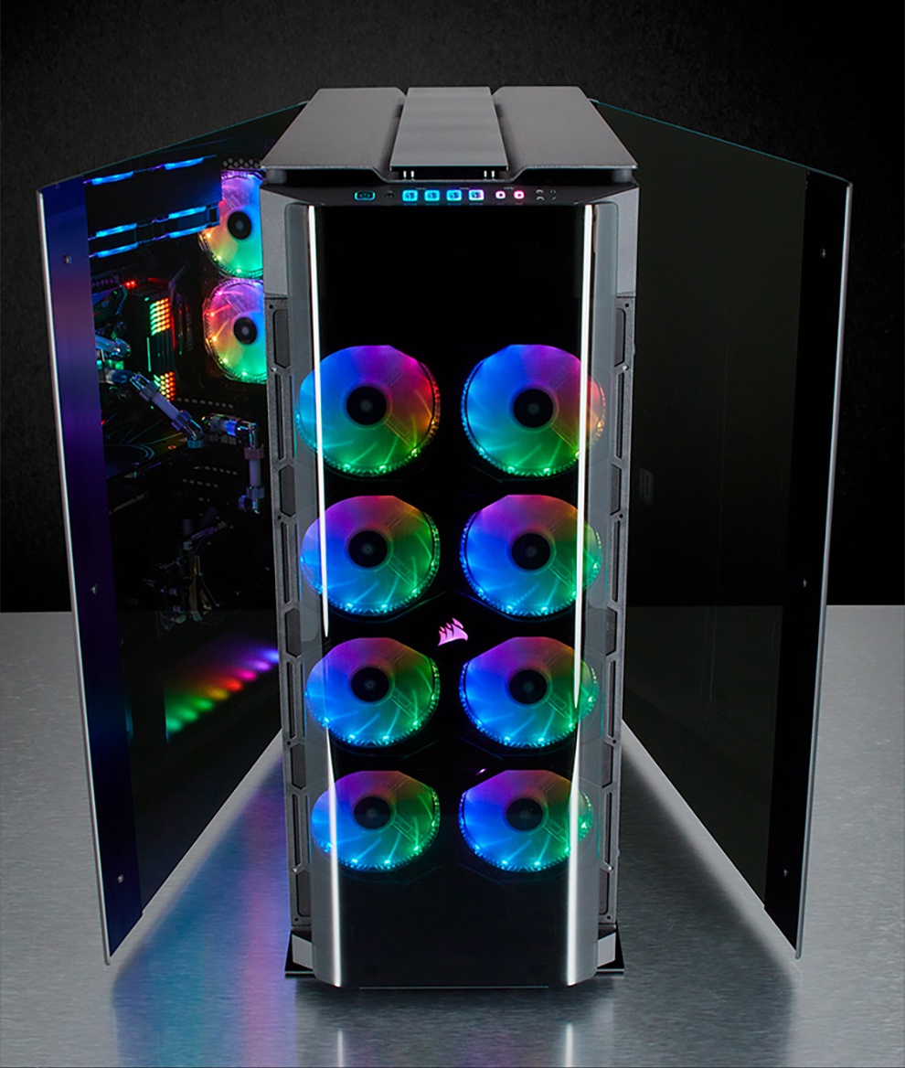 美商海盗船 (uscorsair)1000d 全塔式全透明钢化玻璃游戏 电脑台式