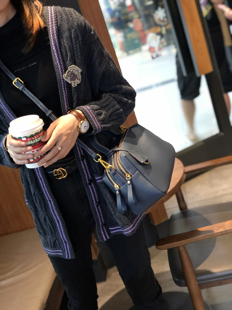 sara lee品牌 波士顿包包女包新款2020真皮时尚大容量斜挎包百搭休闲