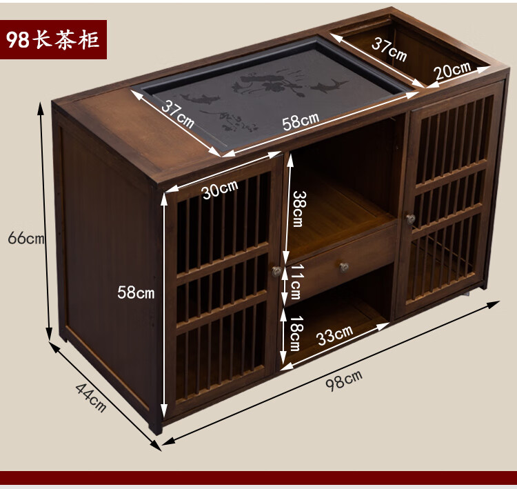 新中式家用移动茶桌客厅小茶台实木泡茶几茶车茶柜烧水壶一体套装
