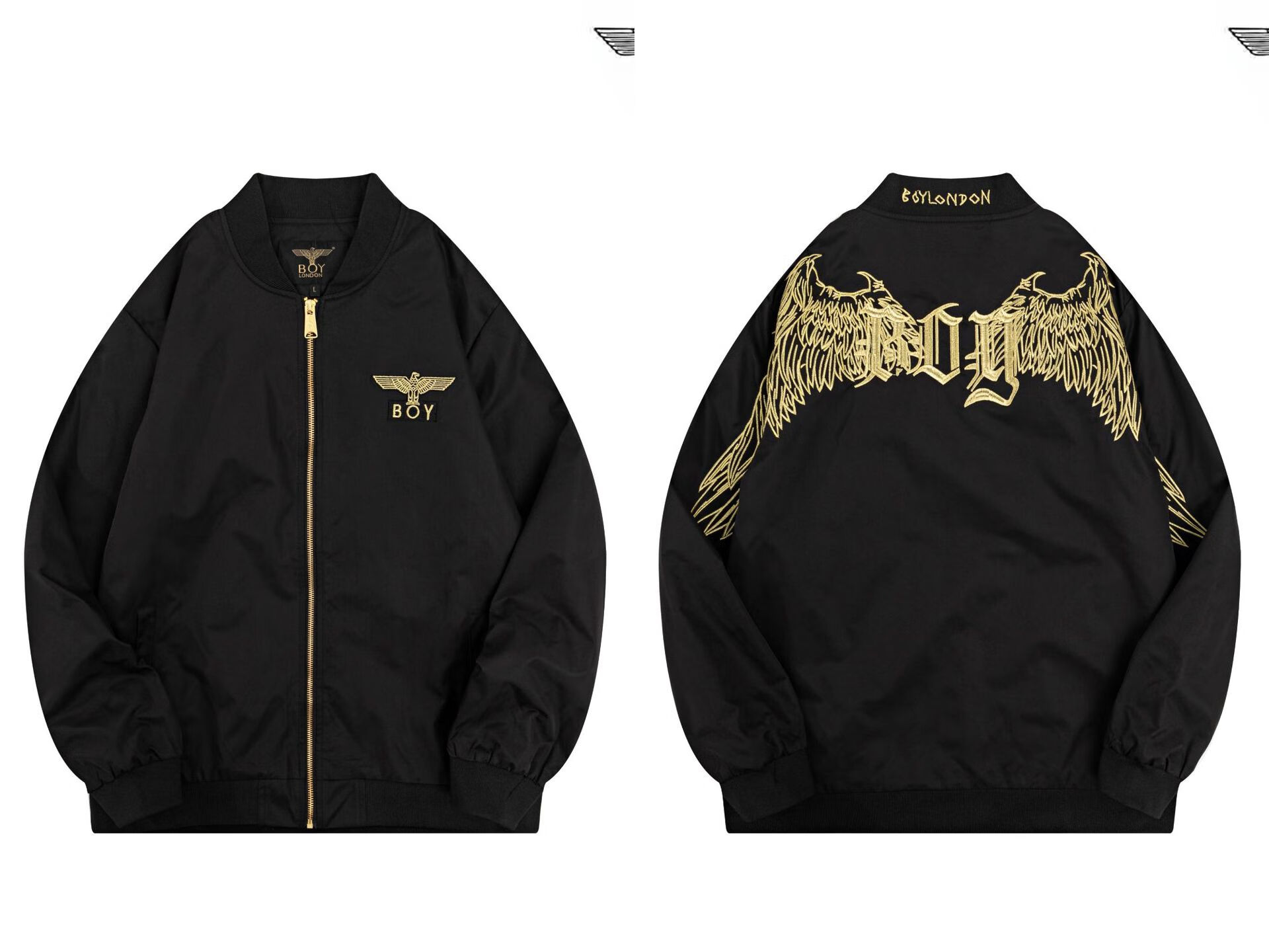 boy century 潮牌夹克boy潮22小标老鹰金色字母后背烫金刺绣翅膀男女