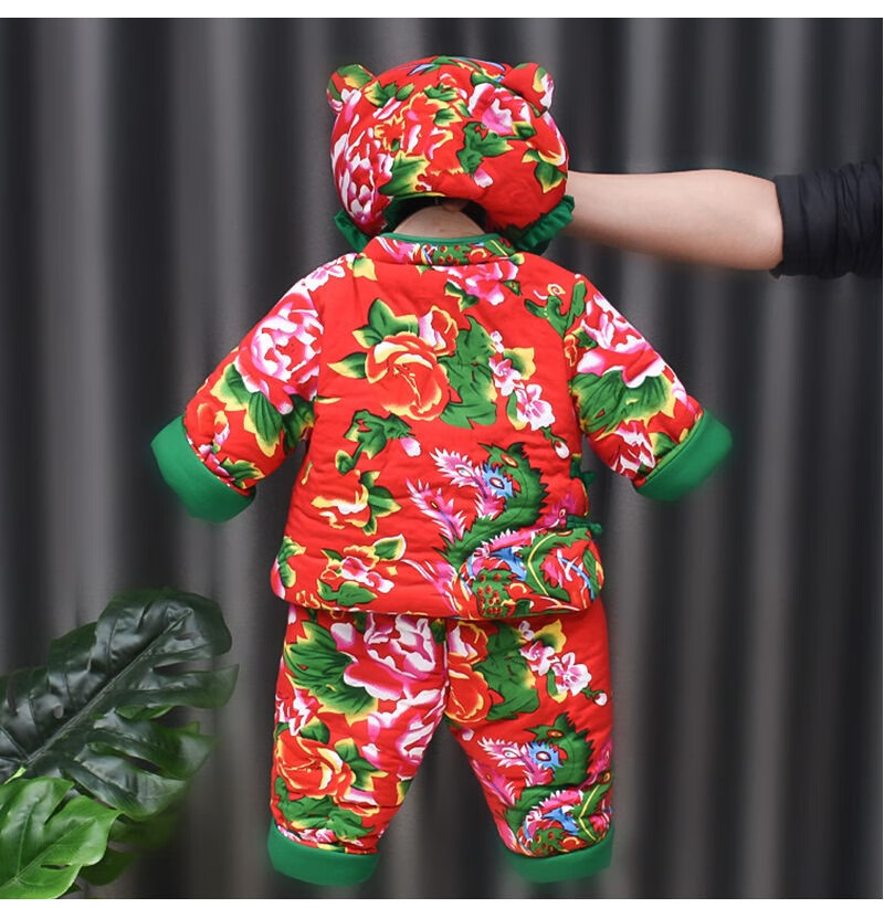 儿童东北大花袄手工棉花衣服冬天袄加厚套装宝宝棉衣婴幼儿秋冬装棉袄