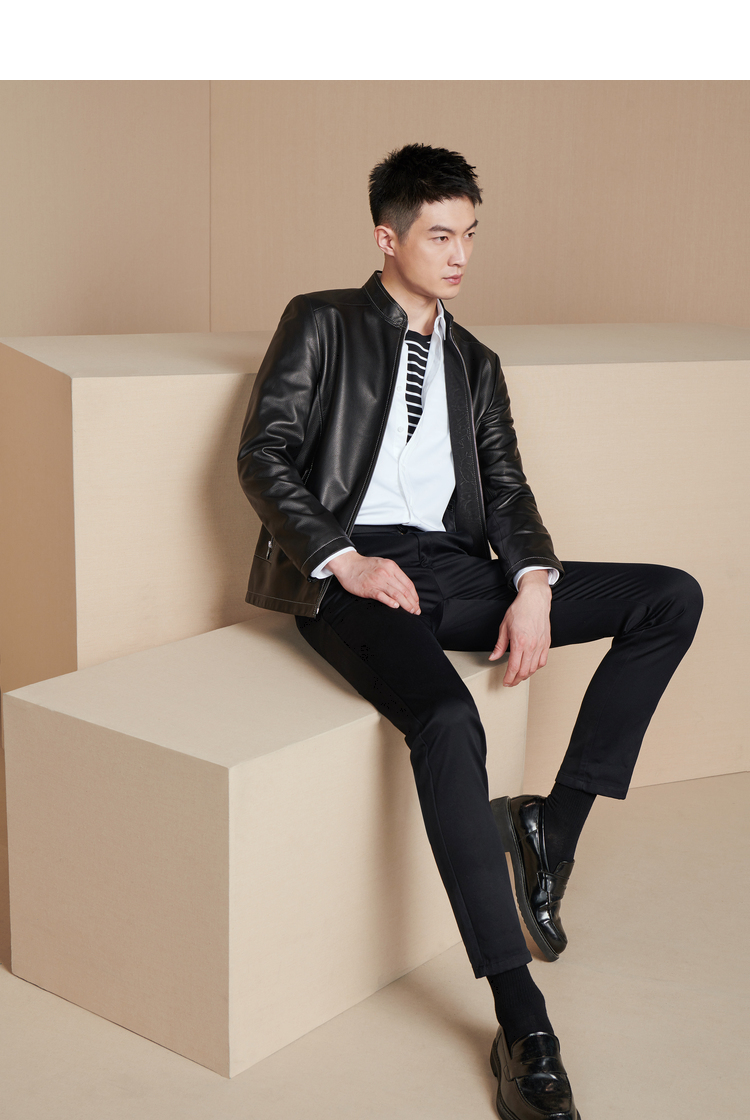 hla海澜之家质感皮质立领茄克2020秋季新品时尚商务有型外套男hwjpj3q