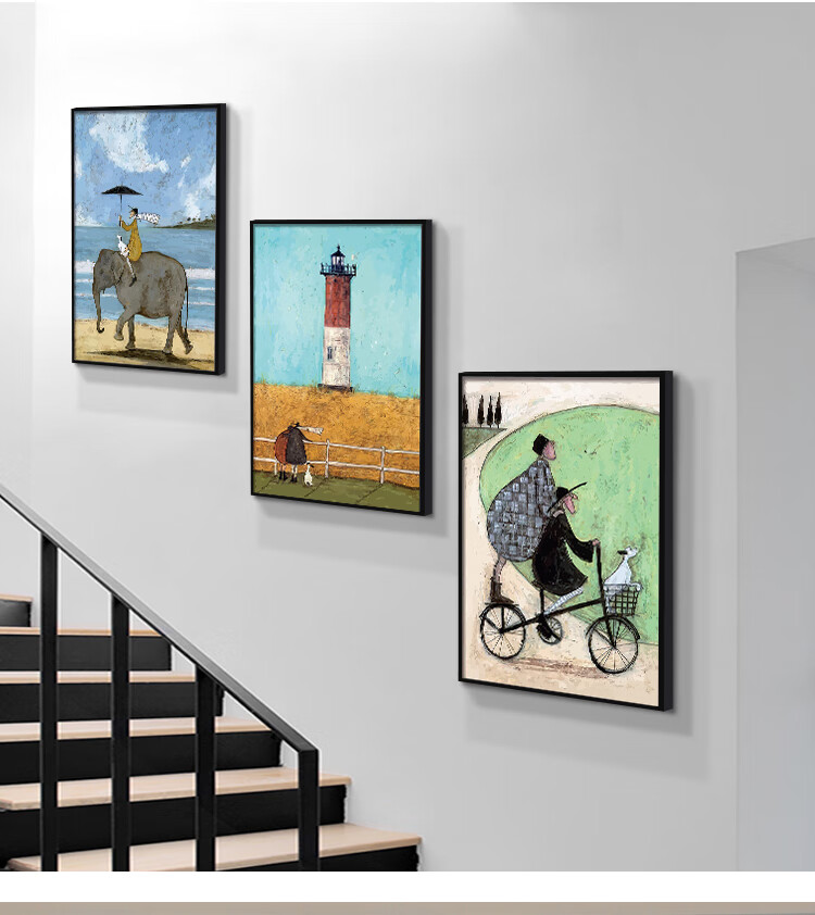 楼梯间墙面挂画过道走道装饰画幼儿园复式楼楼道墙上壁画三联墙画 k款