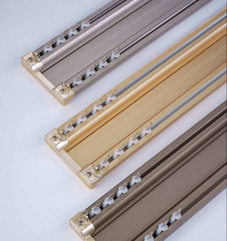 窗帘盒双轨道 窗帘轨道双轨一体双排轨道加厚静音导轨连体路轨窗帘盒