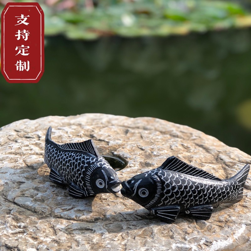 石雕鱼石头摆件家居饰品客厅装饰青石雕刻连年有余招财鱼鲤鱼跳龙门奥