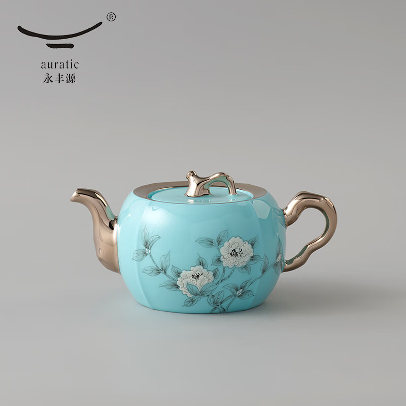 2022新款国瓷永丰源 永丰源国瓷夫人瓷手绘蓝17头茶具茶礼闻香杯金边