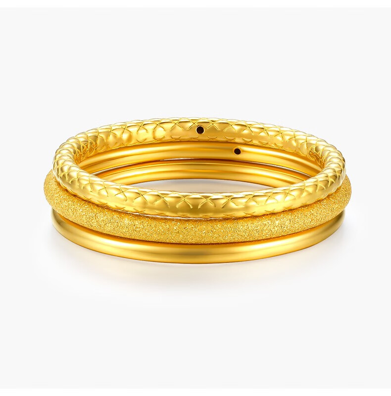 六桂福珠宝三生三世素圈戒指黄金戒指5d硬金足金指环尾戒女电商专款15