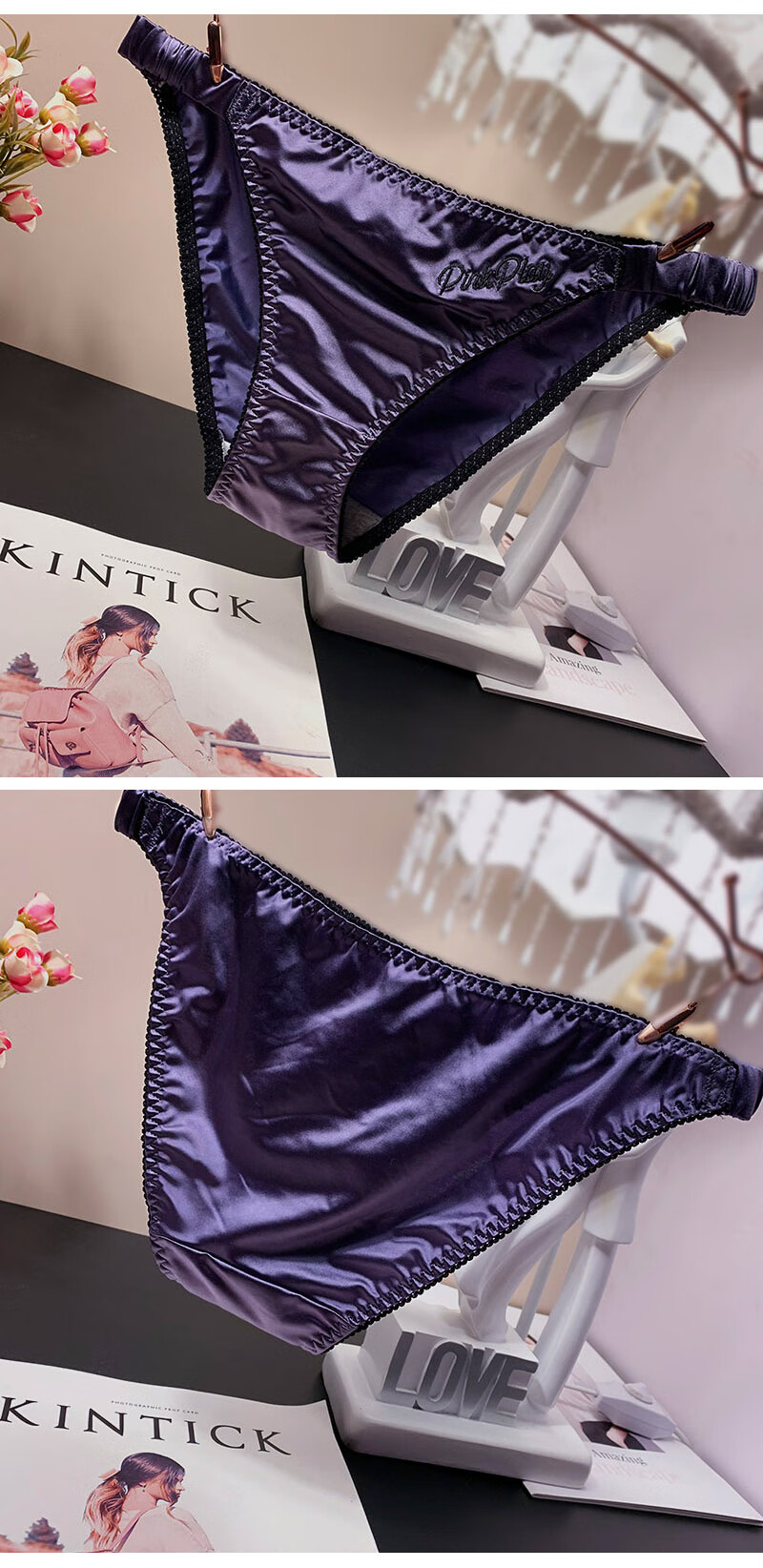 冰丝丁字裤欧美性感比基尼蕾丝内裤女丝滑冰丝女士三角裤时尚丁字裤
