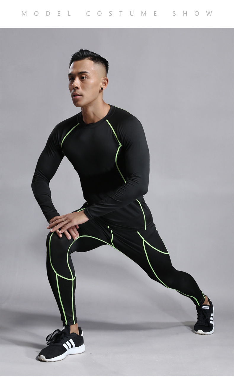 健身服男运动套装长袖速干紧身衣篮球打底训练秋冬晨跑步锻炼装备 710
