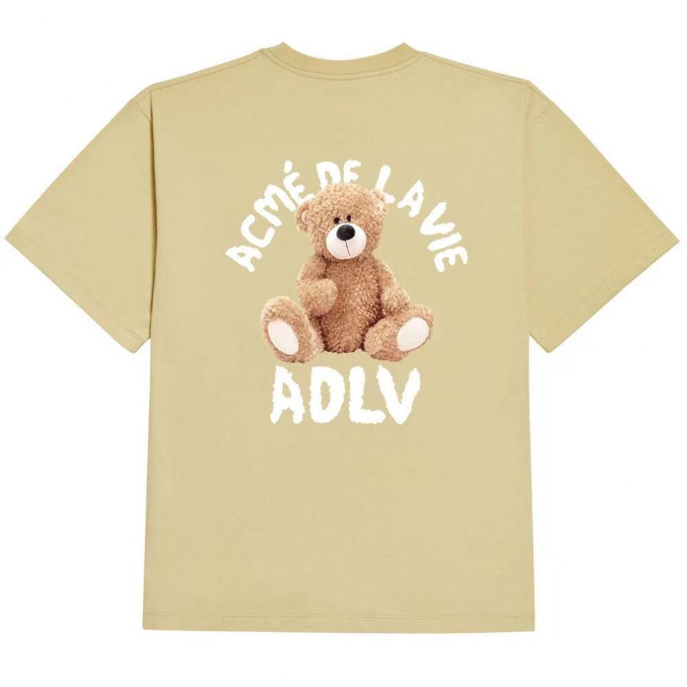 adlv韩国潮牌甜甜圈男孩新款泰迪熊t恤情侣宽松短袖黑色一码