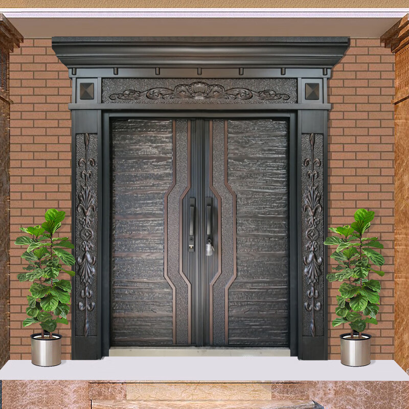 卡诺盾别墅大门家用对开门农村庭院双开四开门子母单门防盗门乡村 五