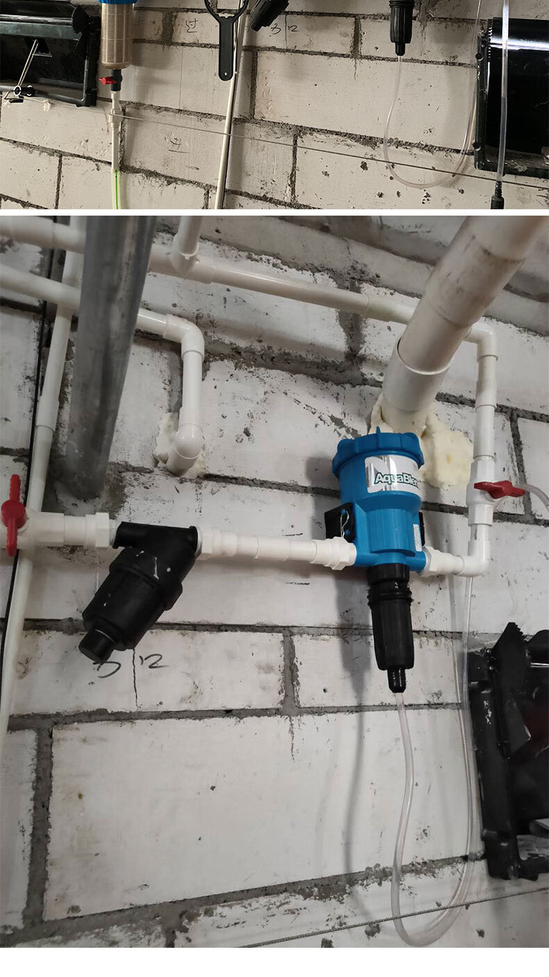 海卓的自动加药器在线式安装,作为家禽饮水设备的一部分,直接安装在水