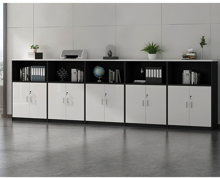 文件柜矮柜资料柜带锁木质办公室储物柜隔断柜长条展示地柜办公柜2门