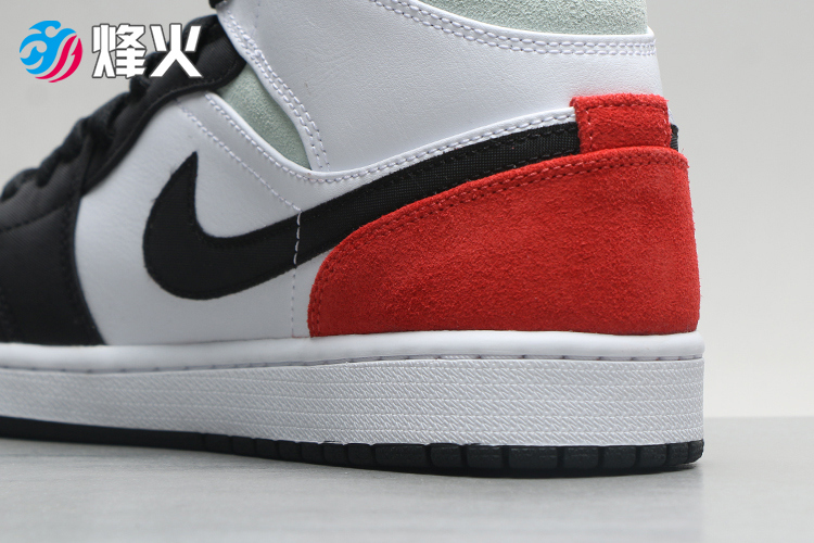 烽火air jordan 1 mid aj1 小union 黑白红 篮球鞋852542 100 852542