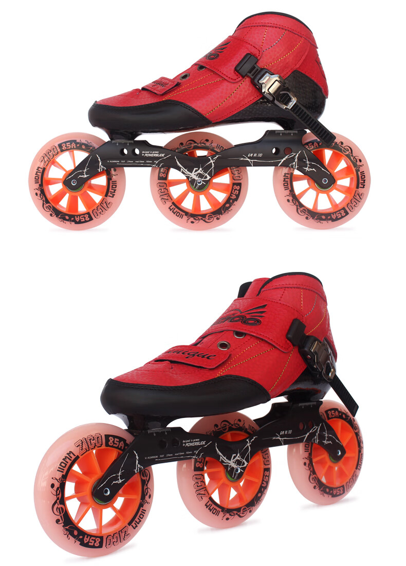 bart同款速滑鞋竞速鞋大轮子zico儿童碳纤三轮速滑鞋125mm大轮轮滑鞋