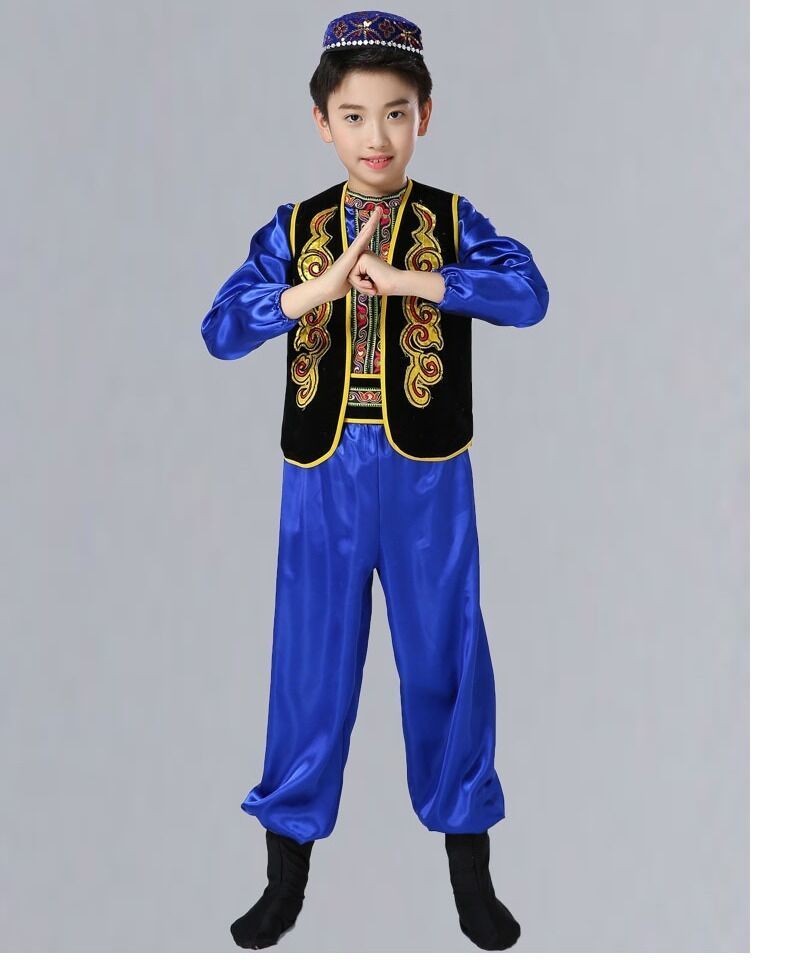舞蹈儿童演出服新疆少数民族表演服装回族男童维吾尔族阿凡提舞蹈服装