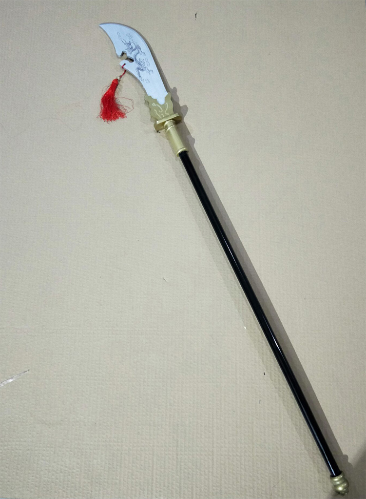 木质青龙偃月刀三国关羽道具儿童关公刀 未开刃 1.3米 黑杆
