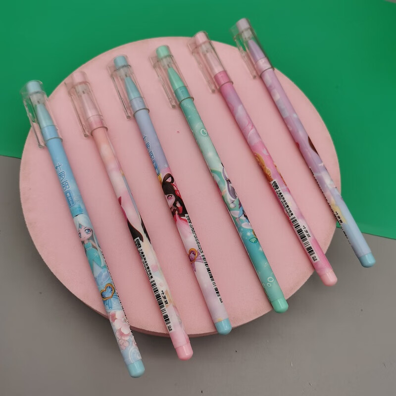 【预售2月16日后发货】七彩炫叶罗丽中性笔可擦笔黑色蓝色水笔可爱