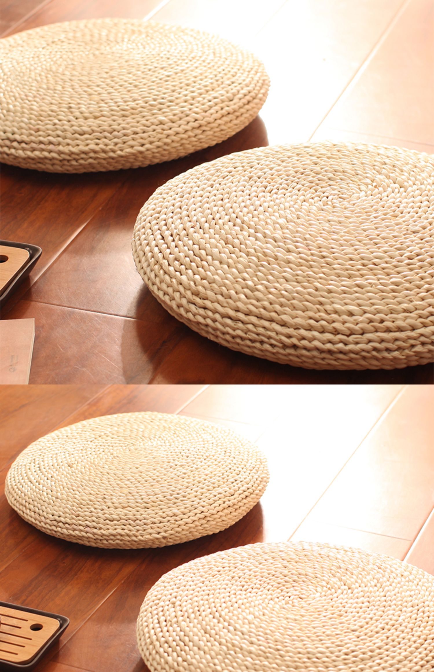 茶道草编榻榻米打坐垫加厚禅修垫禅坐藤编蒲垫蒲团圆形坐垫椅垫子