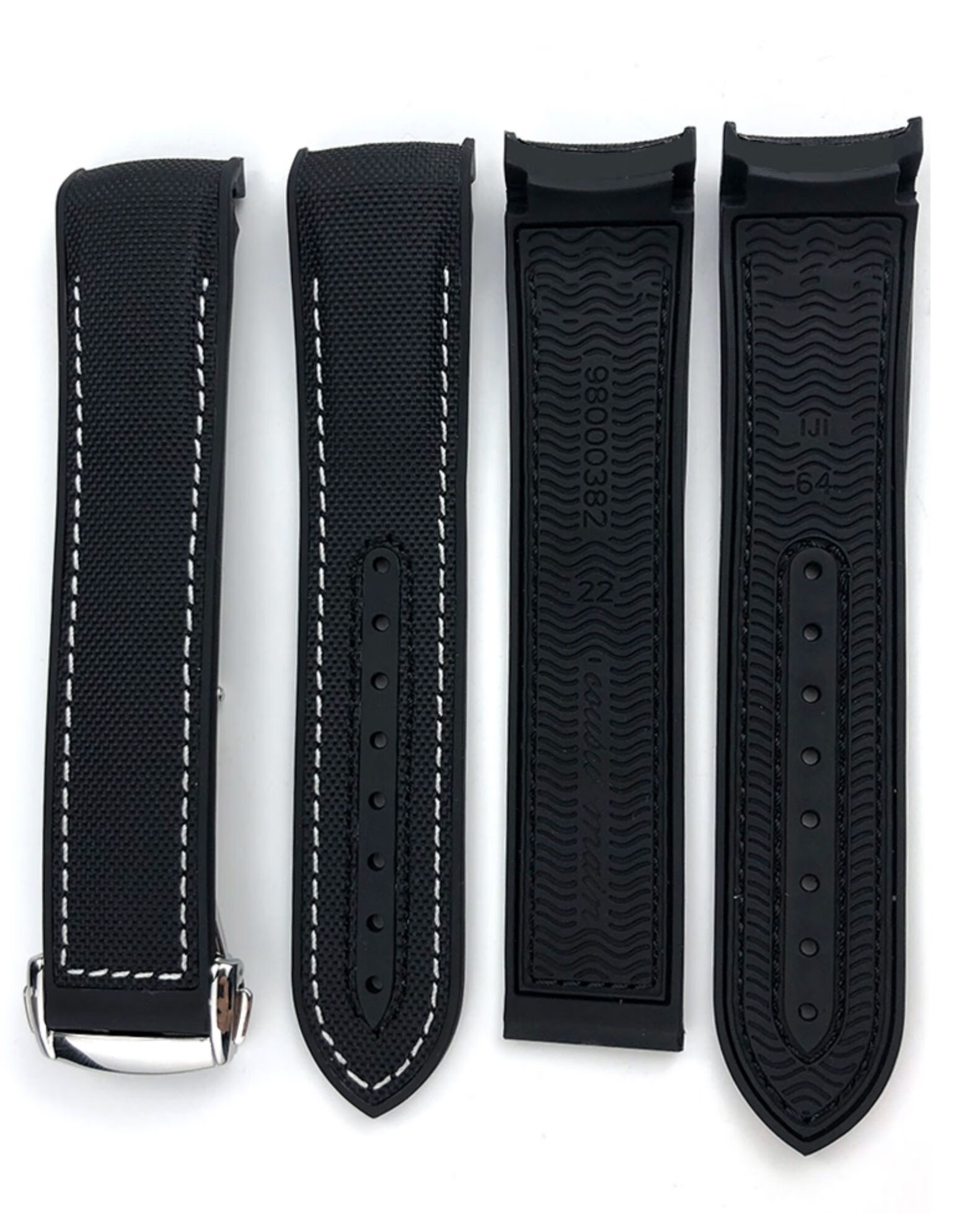 浪琴康卡斯表带橡胶 22mm 同款氟橡胶胶表带适用欧米茄新海马300海洋