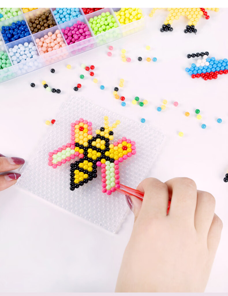 水雾神奇魔法拼豆珠套装男女孩手工diy手工制作材料儿童玩具14色1600