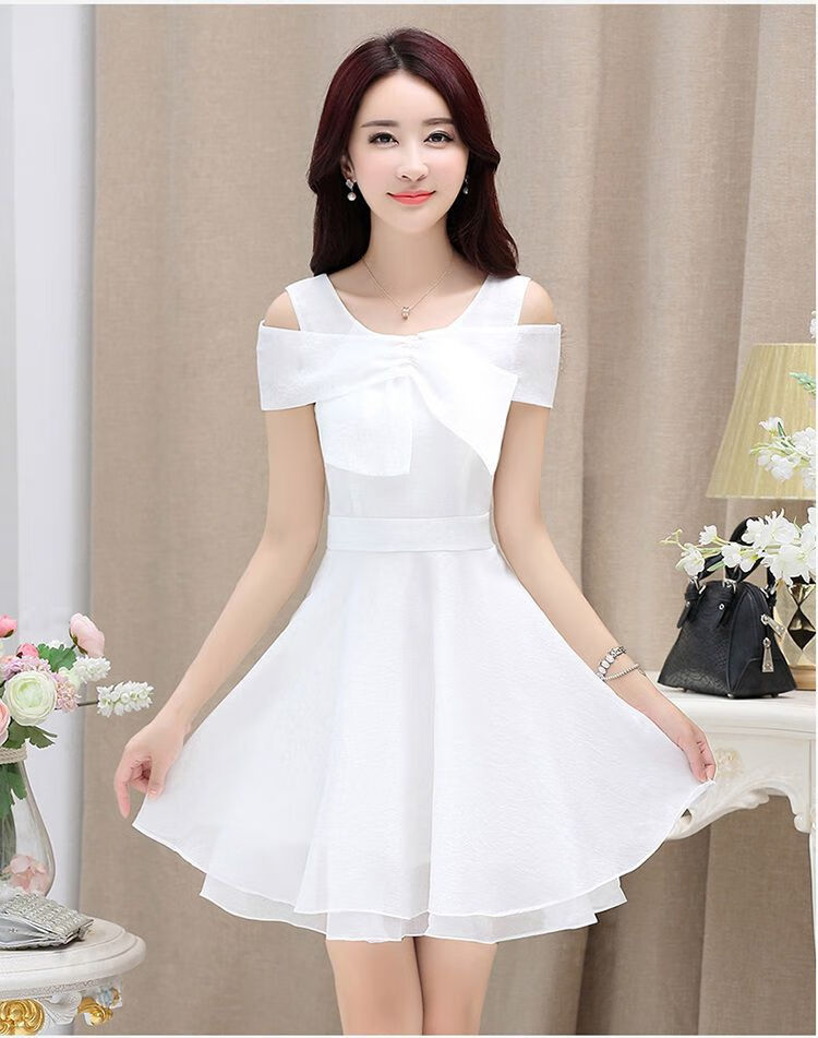 直身裙收腰连衣裙中长款直筒连衣裙夏 直筒型矮个子修身雪纺女显天