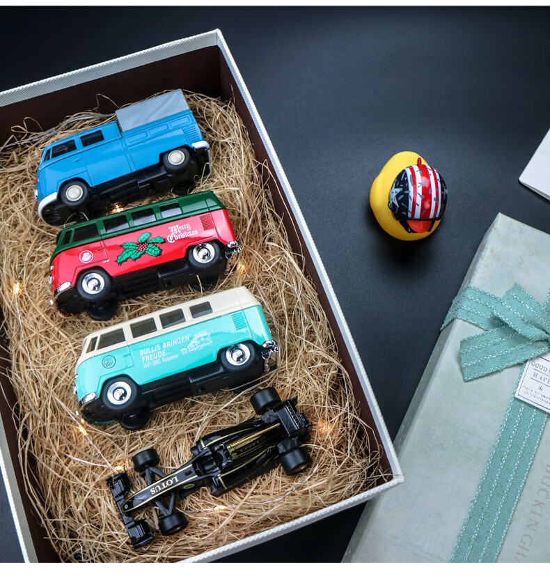 威利136玩具小车礼盒小汽车套装公交车仿真合金车模摆件礼物红色小车