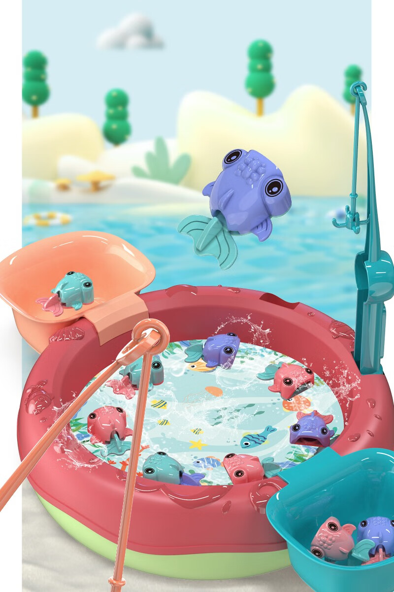 甜甜圈灯光音乐电动仿真钓鱼玩具儿童启蒙早教动脑亲子互动游戏小男孩