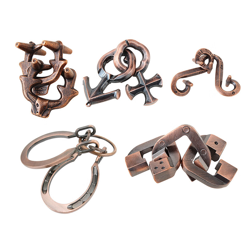 定制魔puzzle金锁启智思维玩具高难度智力扣解锁孔明锁锁全套 魔结锌