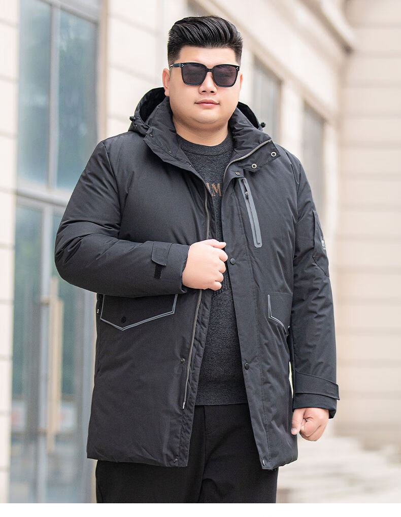 品质大码羽绒服男200斤中长款加肥加大肥佬防寒服特大号胖子大衣外套