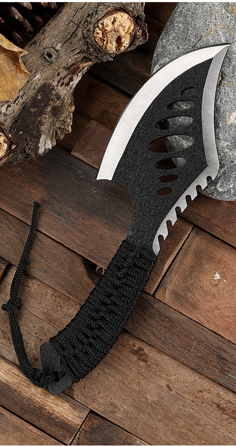 户外多用木工斧野营高碳钢腰斧劈柴战术斧求生伐木斧头黑色