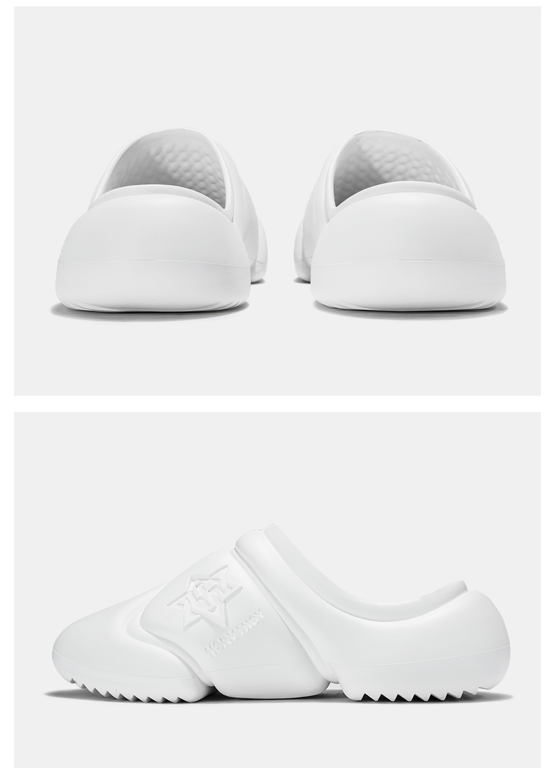 诺凡希 踩屎感拖鞋男户外运动情侣款厚底家居按摩防滑舒适包头拖 白色