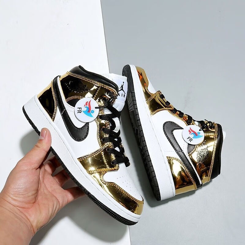 aj真爆全黑白熊猫液态金漆皮乔1中邦篮球鞋运动休闲鞋dd1649 液态金