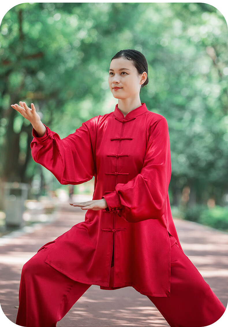 争风华真丝太极服女新款飘逸太极拳武术比赛演出练功套装男桑蚕丝