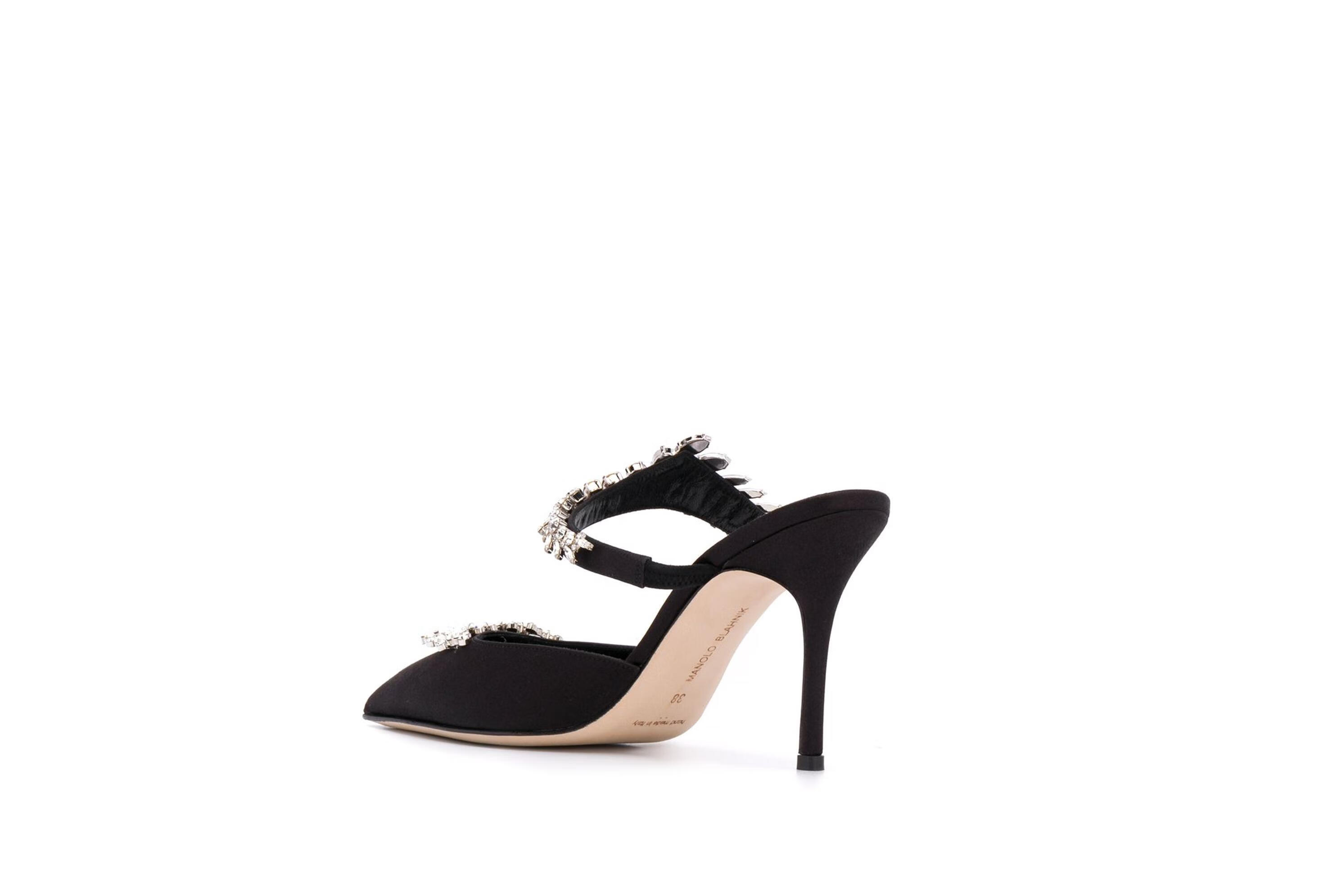 manolo blahnik 20秋冬女士lurum 高跟穆勒鞋 黑色 it38.