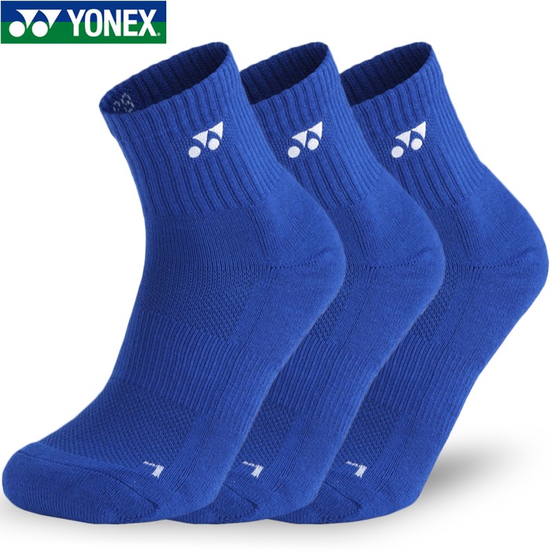 yonex尤尼克斯yy运动袜羽毛球袜子加中筒毛巾袜男款145122bcr黑单双