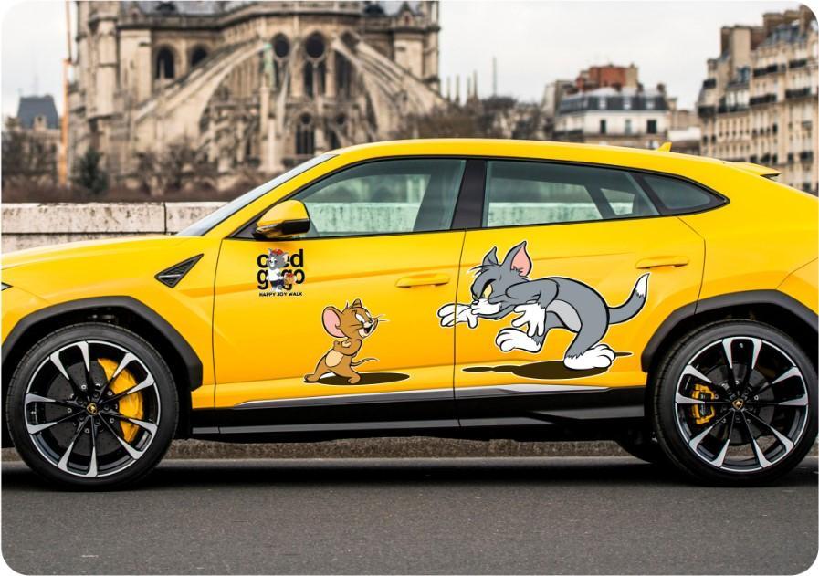 猫和老鼠车贴创意个性网红汤姆卡通车门贴猫和老鼠搞笑趣味车身贴 猫