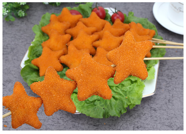 幸运星鸡块串五星鸡块串油炸半成品鸡肉烧烤小吃店美味家庭40串包