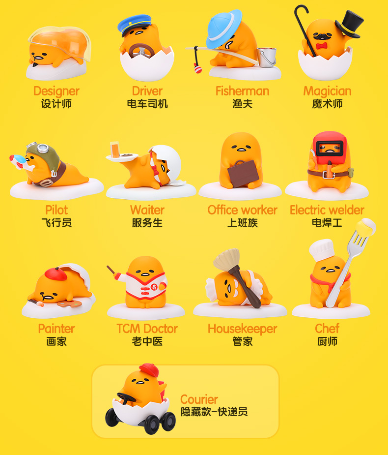 懒蛋蛋盲盒懒蛋蛋黄哥职业系列确认款盲盒gudetama12星座泡泡玛特定制
